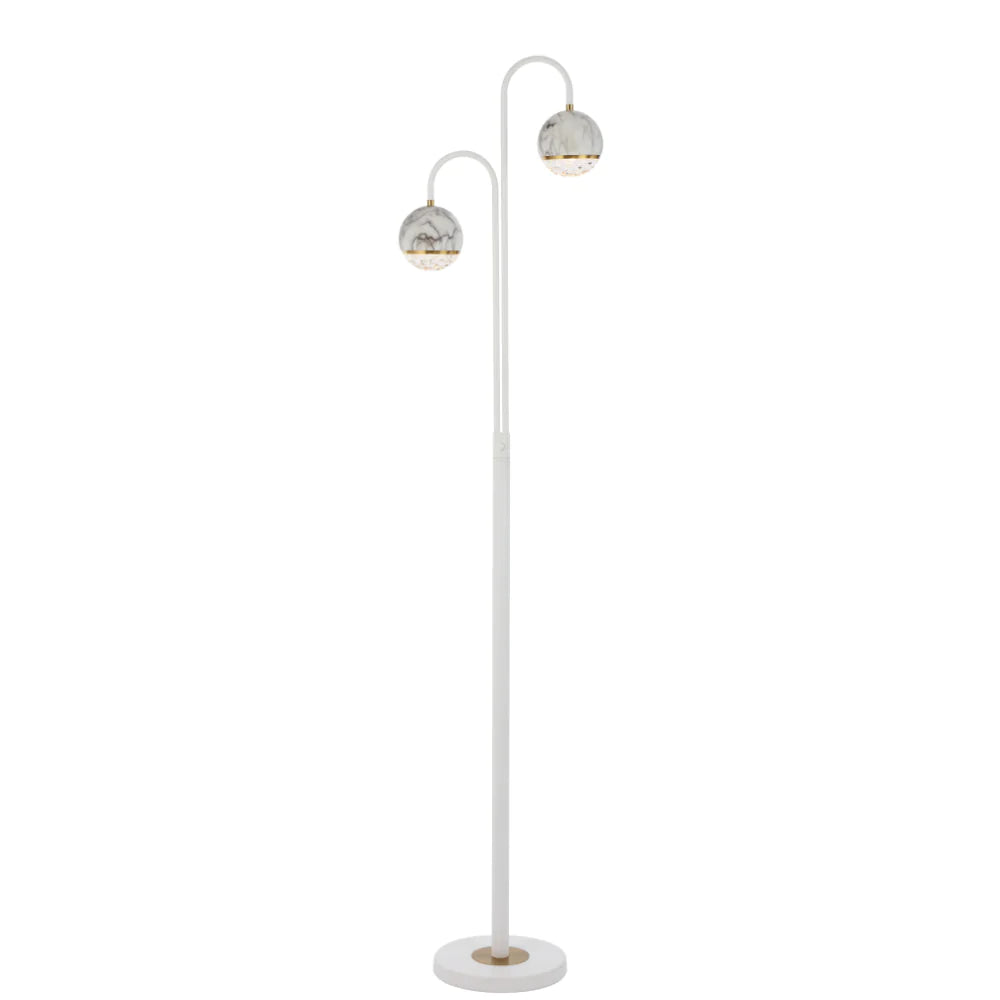 Oneta Floor Lamp 2 Lights White Matt Iron Clear Acrylic - ONETA FL2-WHCL