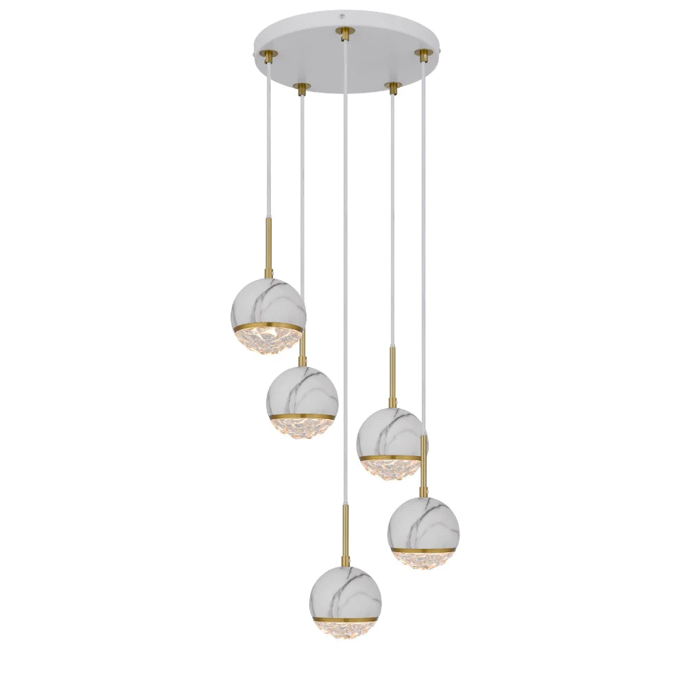 Oneta 5 Lights Pendant Lights White Iron - ONETA PE05-WHCL