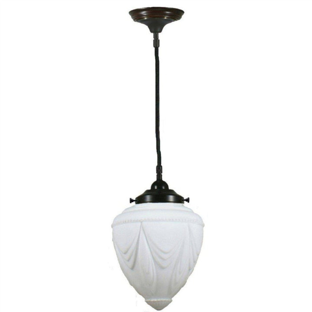 Buy Pendant Lights Australia Single Cord Pendant Patina Black With 8" Empire Opal Matt Glass - 3020069