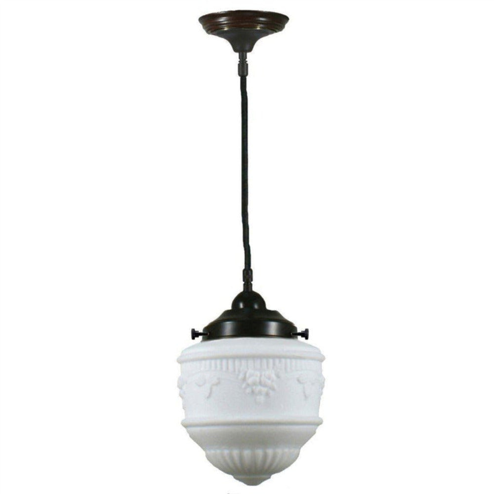 Buy Pendant Lights Australia Single Cord Pendant Patina Black With 8" Senator Opal Matt Glass - 3020059