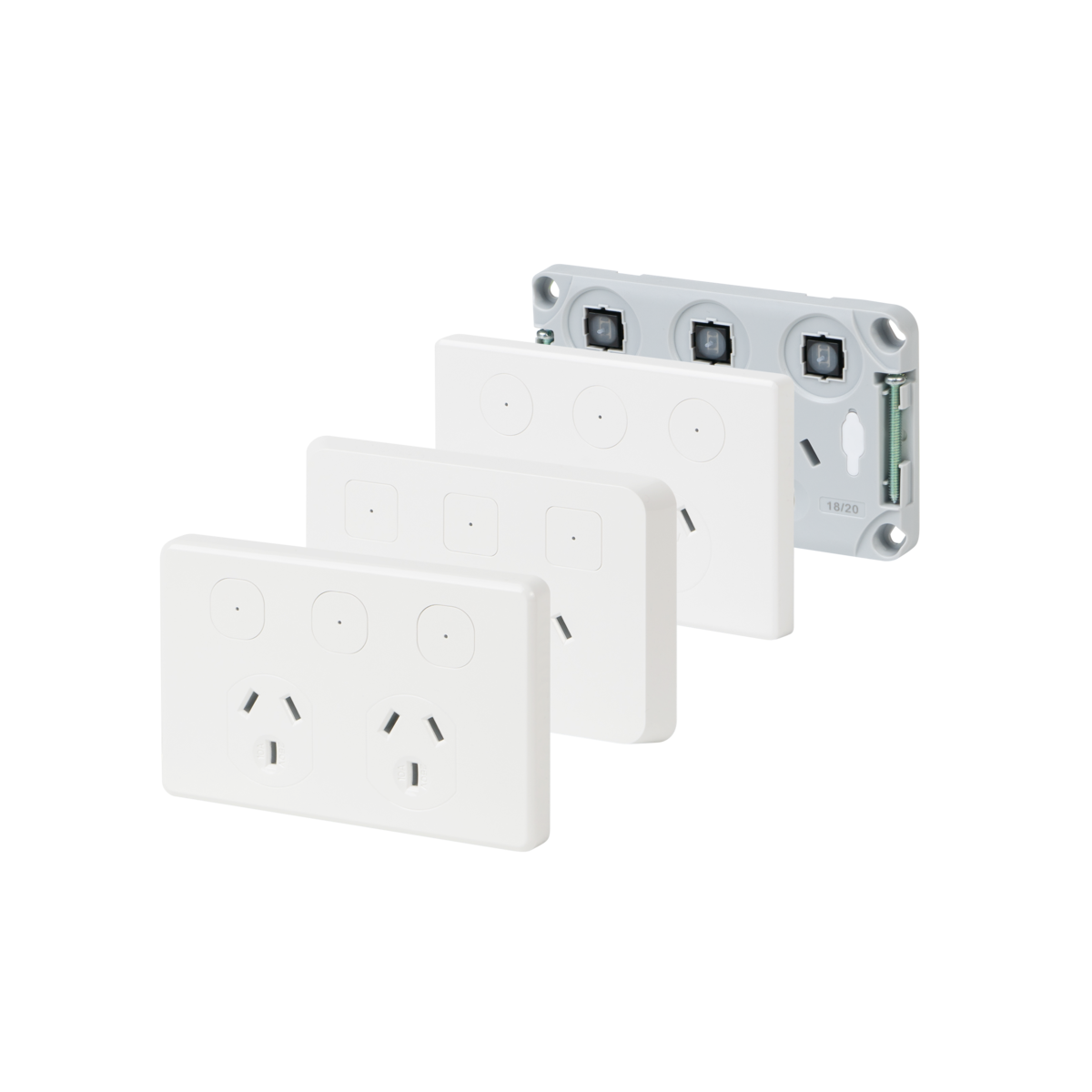 Pixie Smart Switches Bluetooth Mesh W78mm White polycarbonate - SPO23/BTAM