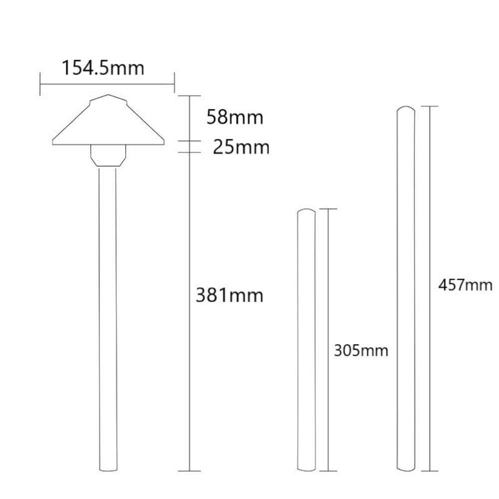 Pathway Light 12V H381mm W155mm Black Aluminium - PPL1319BK-15