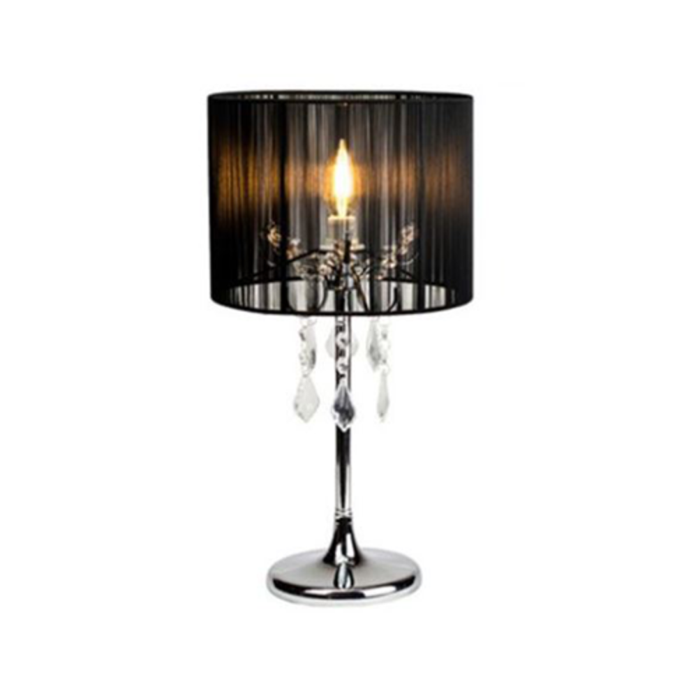 Pairs Crystal Table Lamp with Black String Shade - LL-14-0035B