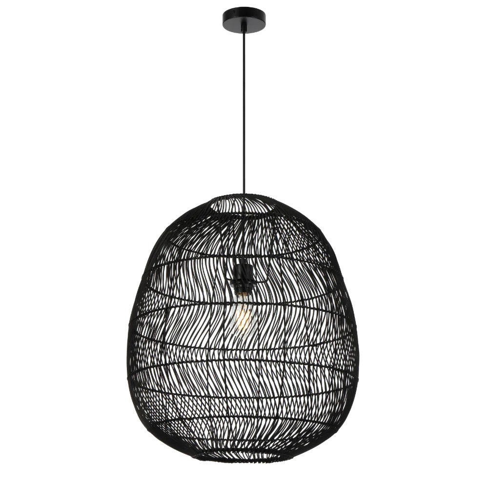 Buy Pendant Lights Australia Rana Pendant Light W500mm Black Rattan - RANA PE50-BK