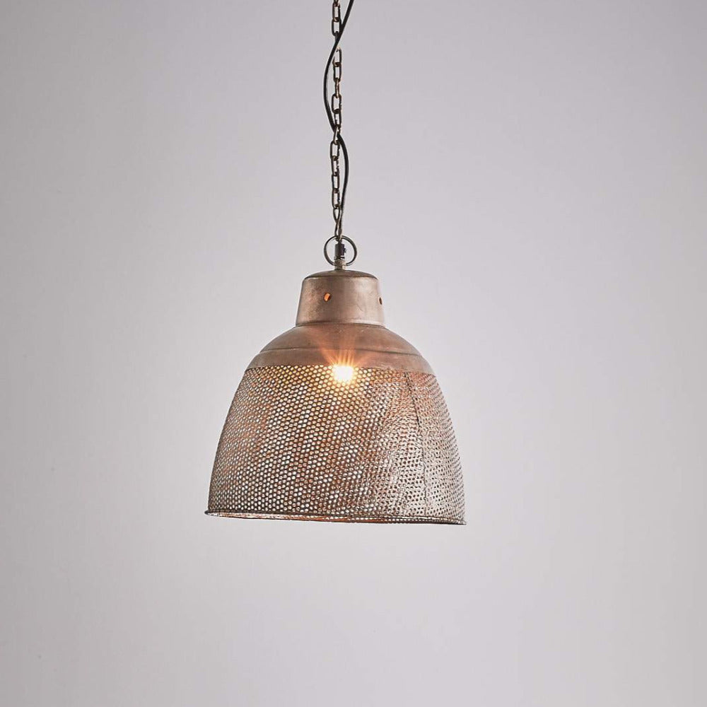 Buy Pendant lights australia - Riva 1 Light Perforated Iron Dome Small Pendant Antique Copper - ZAF10105