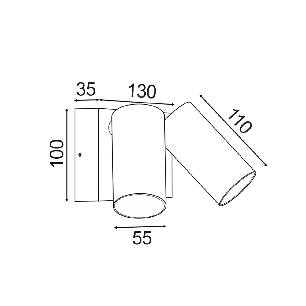 Buy Exterior Wall Lights Australia SEC Exterior Wall 2 Spot Lights Titanium Aluminium 3CCT - SEC10