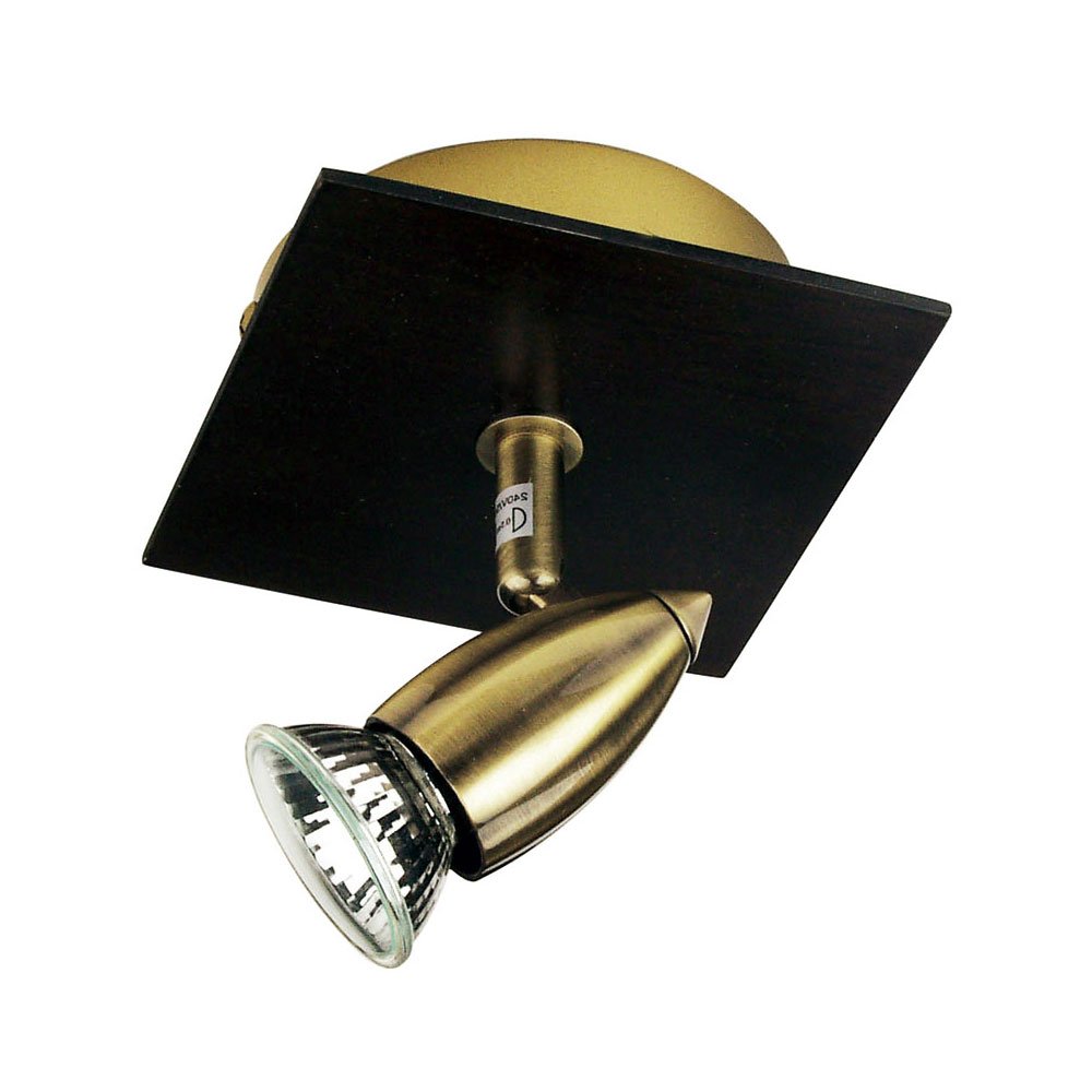 Den 1 Light Spotlight GU10 Antique Brass & Dark Walnut - SL57380/1AB