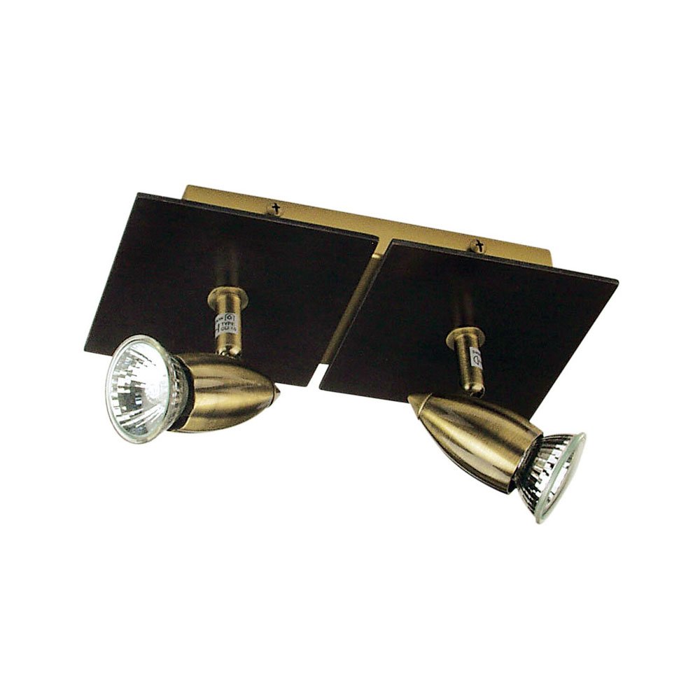 Den 2 Light Spotlight GU10 Antique Brass & Dark Walnut - SL57381/2AB