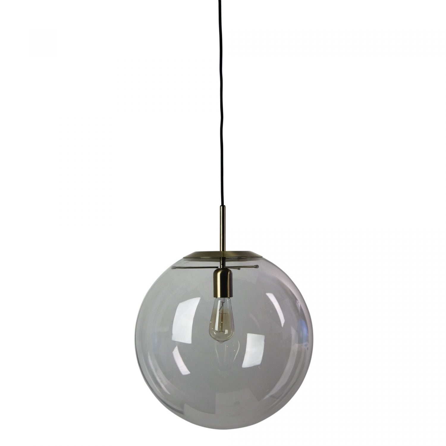 Buy Pendant Lights Australia Newton 1 Light Pendant Clear & Brushed Brass 400mm - SL64440BB