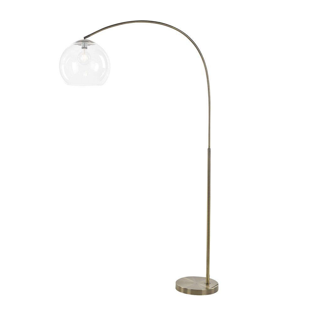 Over 1 Light Floor Lamp Arc Antique Brass With Acrylic Shade - SL91207AB
