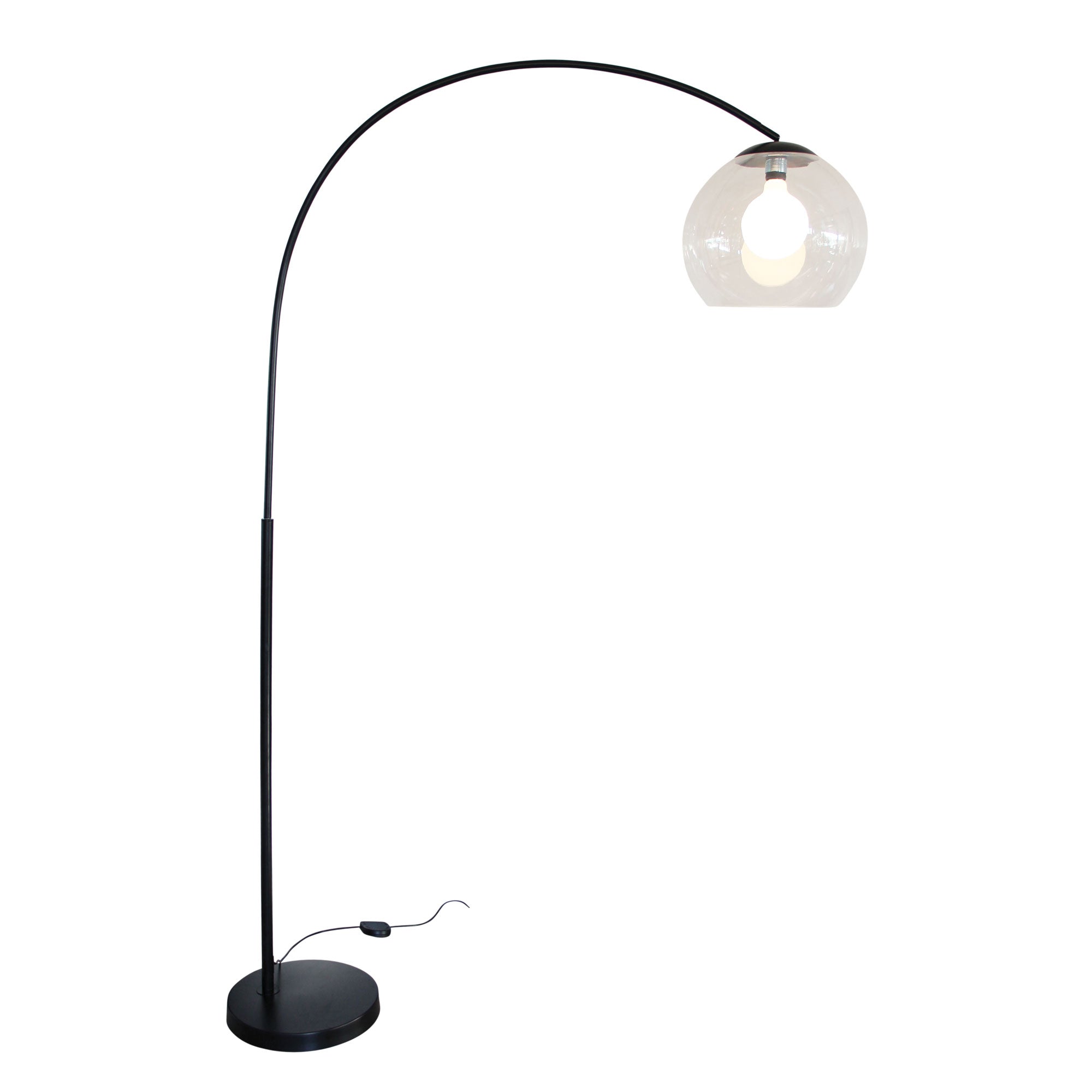 Over 1 Light Floor Lamp Arc Black With Acrylic Shade - SL91207BK