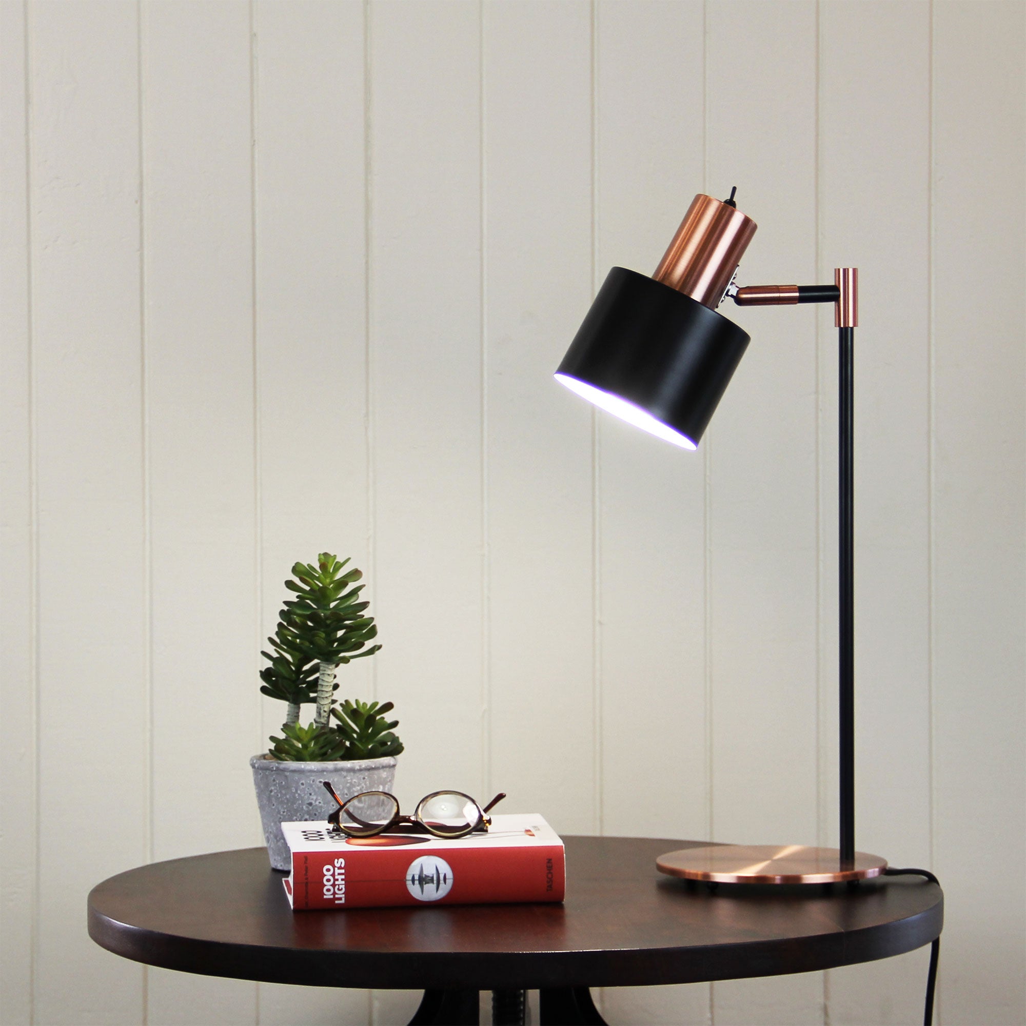 Ari 1 Light Desk Lamp Black With Copper Head - SL98786CO