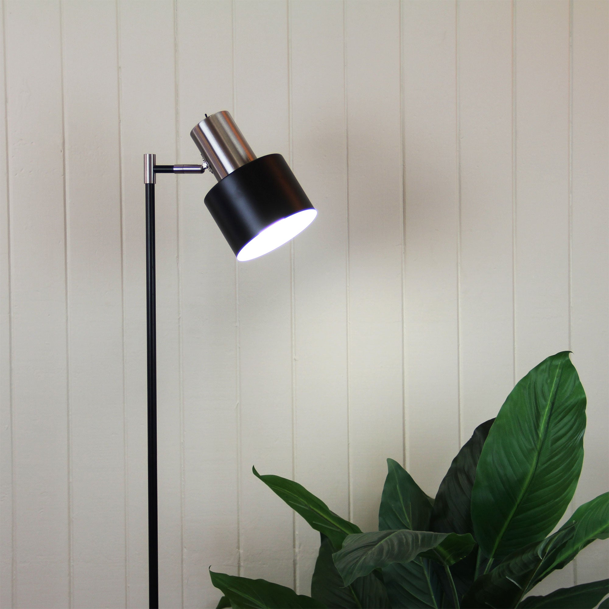 Buy Floor Lamps Australia Ari 1 Light Floor Lamp Black With Brushed Chrome Head - SL98787BC