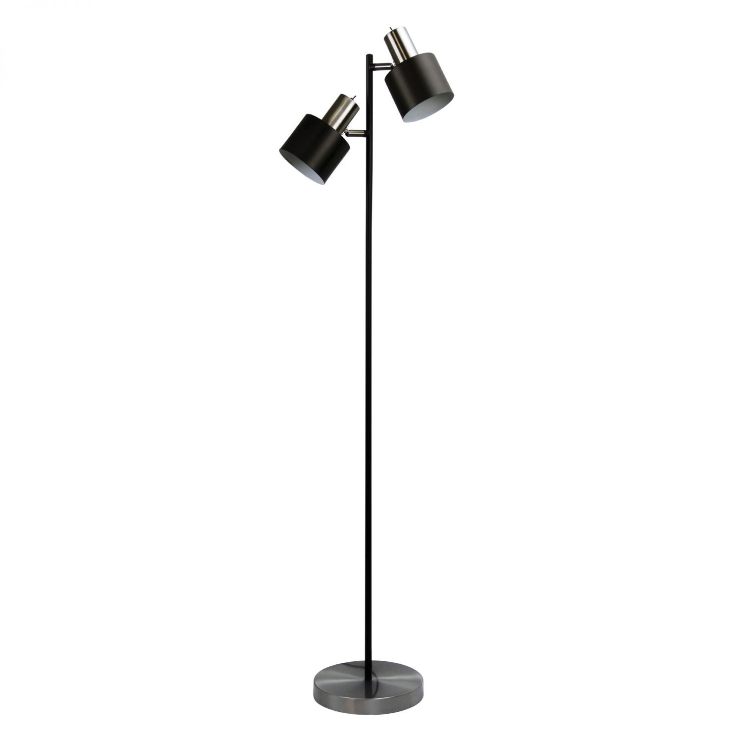 Ari 2 Light Floor Lamp Black With Brushed Chrome Head - SL98787/2BC