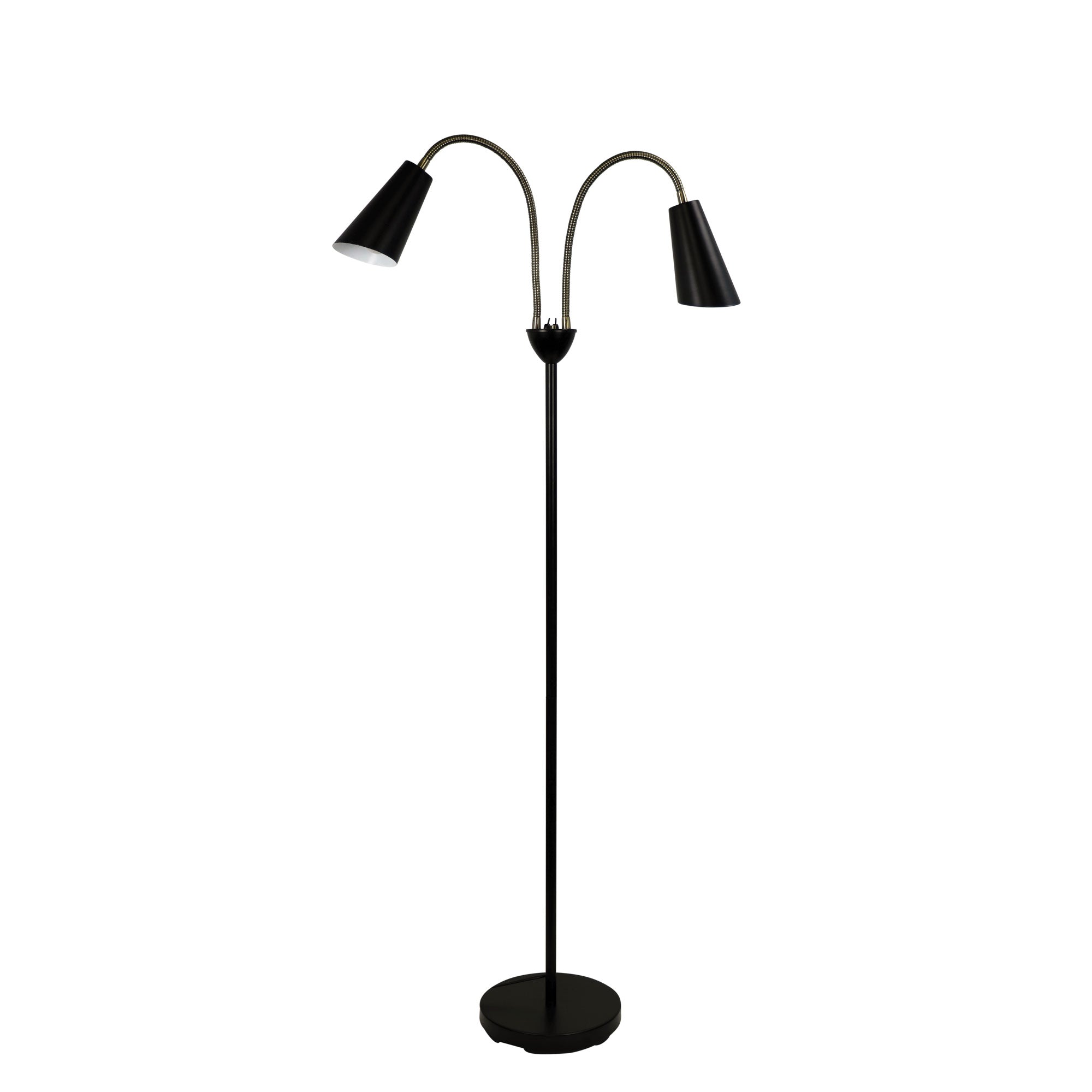 Buy Floor Lamps Australia Walt 2 Light Floor Lamp Black & Antique Brass - SL98812AB