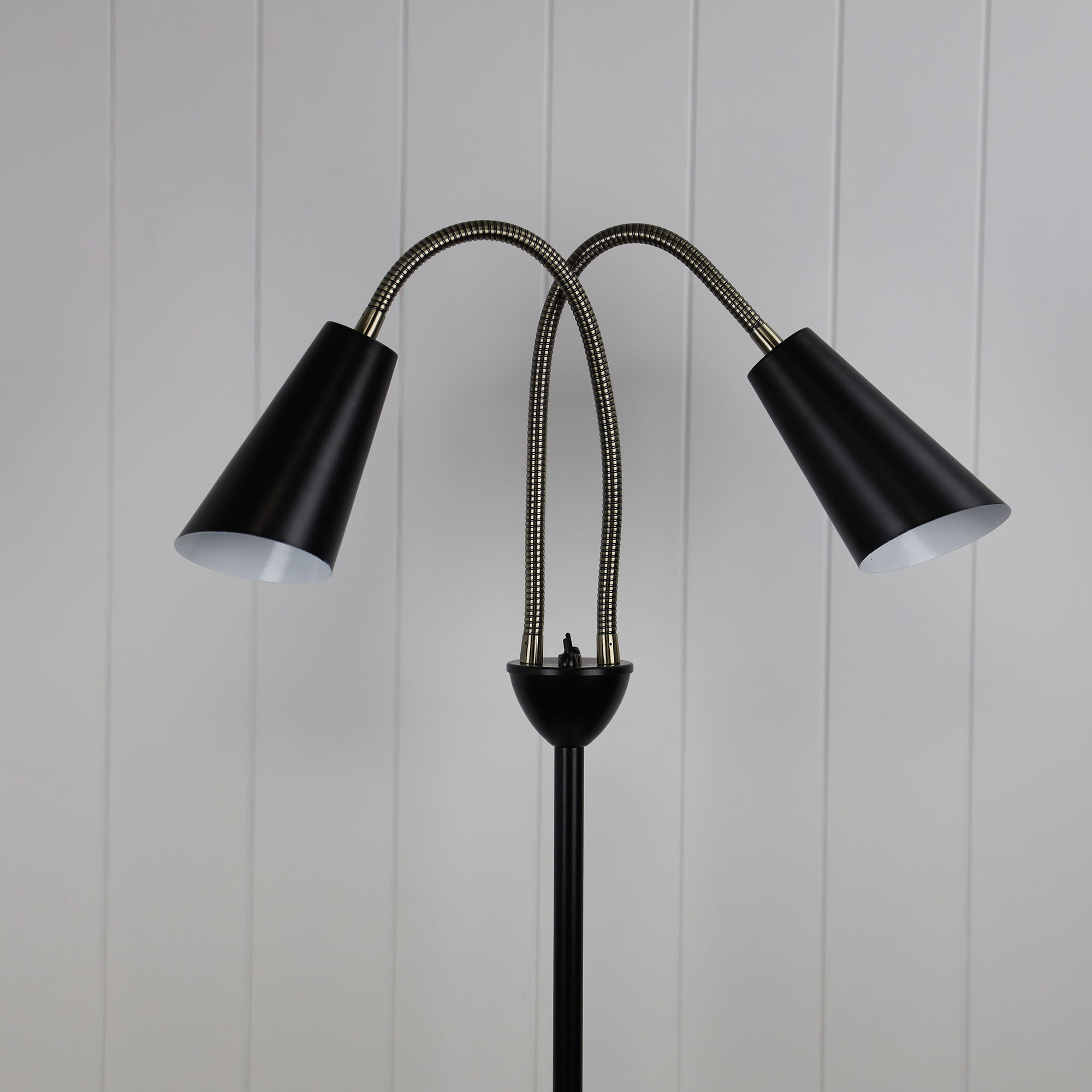 Buy Floor Lamps Australia Walt 2 Light Floor Lamp Black & Antique Brass - SL98812AB