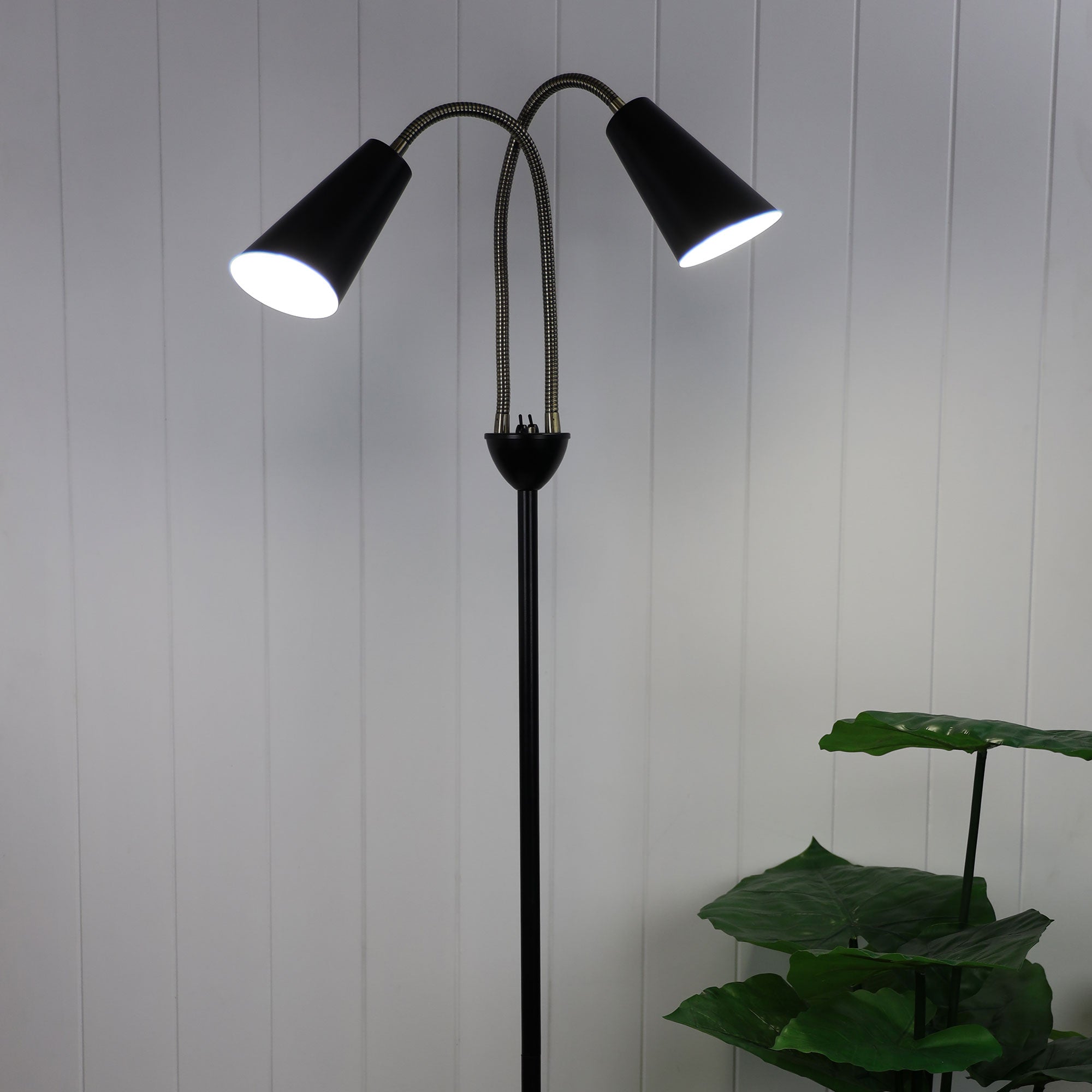 Buy Floor Lamps Australia Walt 2 Light Floor Lamp Black & Antique Brass - SL98812AB