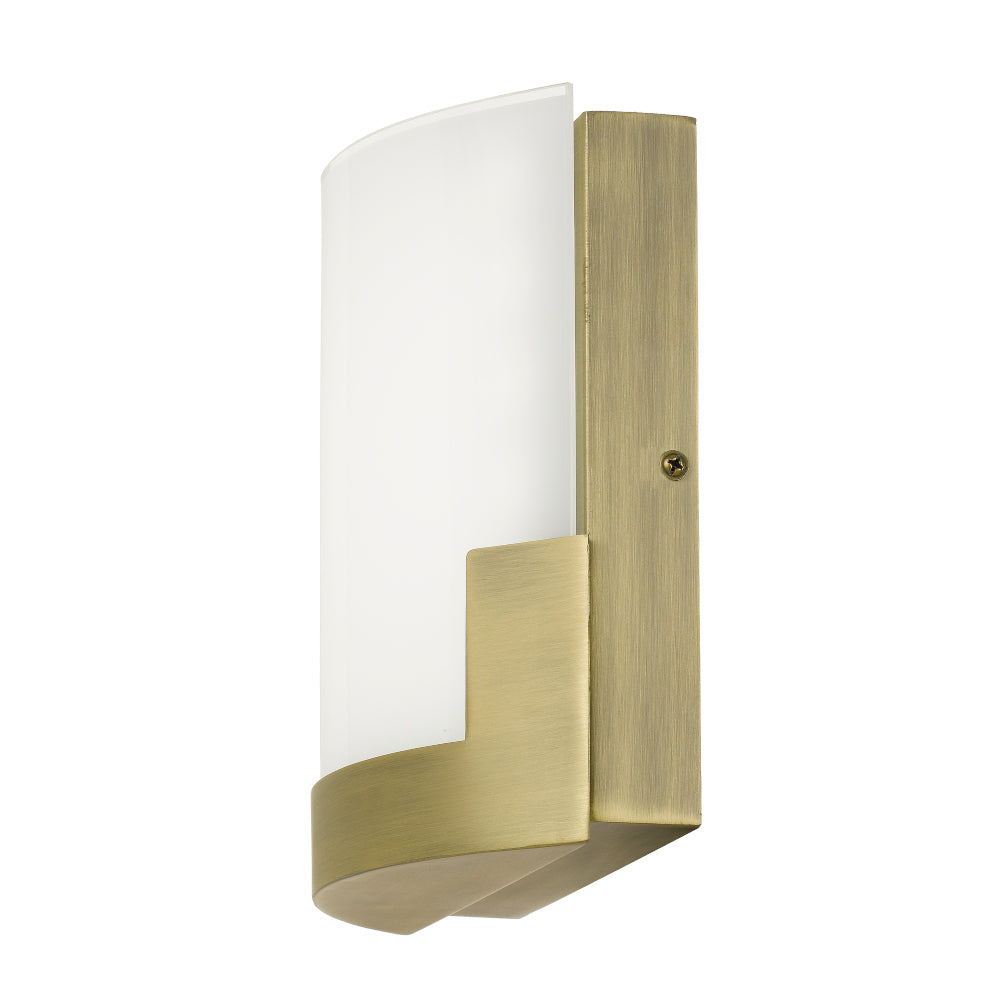 Buy Wall Sconce Australia Solita LED Wall Lamp 12W Dimmable 200mm Tri-Colour Antique Brass, Frost - SOLITA WB20-AB