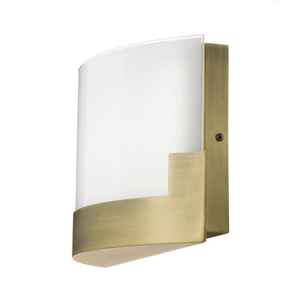 Buy Wall Sconce Australia Solita LED Wall Lamp 12W Dimmable 200mm Tri-Colour Antique Brass, Frost - SOLITA WB20-AB