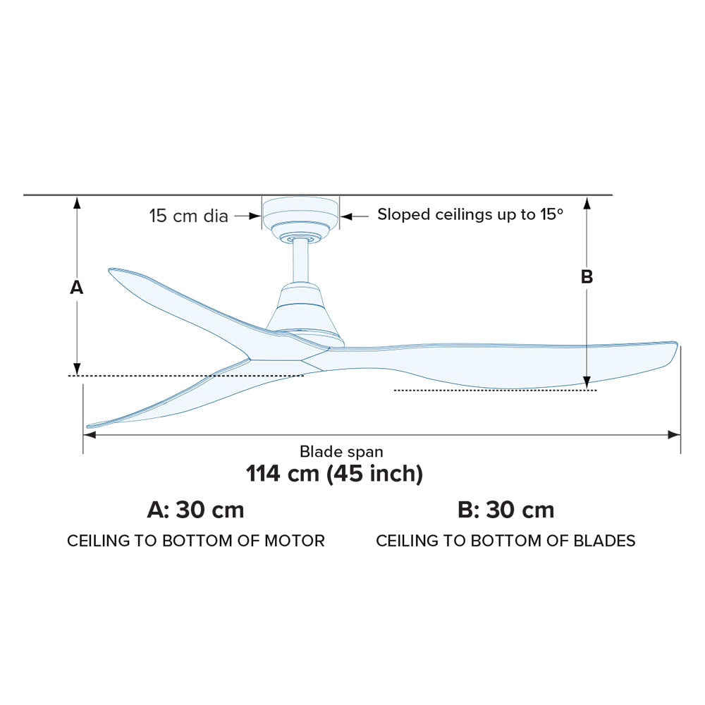 Buy DC Ceiling Fans Australia Simplicity DC Ceiling Fan 45" Matte White - SIM45MW