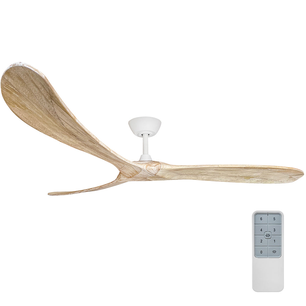 Buy DC Ceiling Fans Australia Timbr DC Ceiling Fan 72" Matte White / Oak - TIM72MWWO