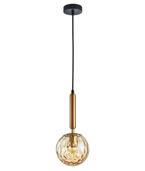 Buy Pendant Lights Australia Interior Bronze Amber Spherical Glass Shape 1 Light Pendant - TRATTINO1