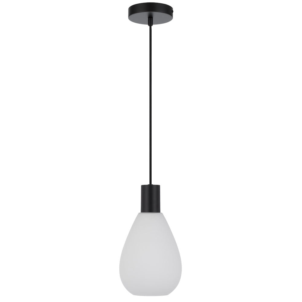 Buy Pendant Lights Australia Tresor 1 Light Pendant Matt Black & Opal Matt - TRESOR PE1-BKOM