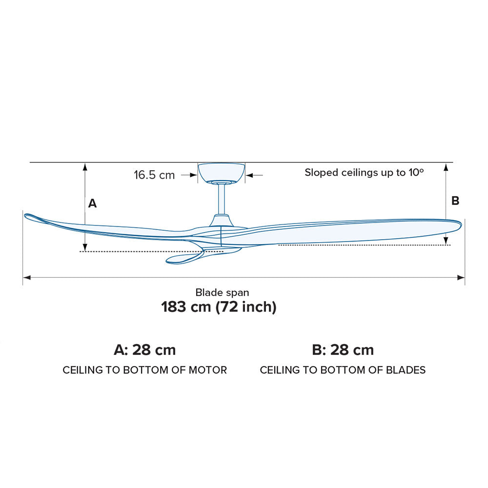 Buy DC Ceiling Fans Australia Timbr DC Ceiling Fan 72" Matte White / Oak - TIM72MWWO