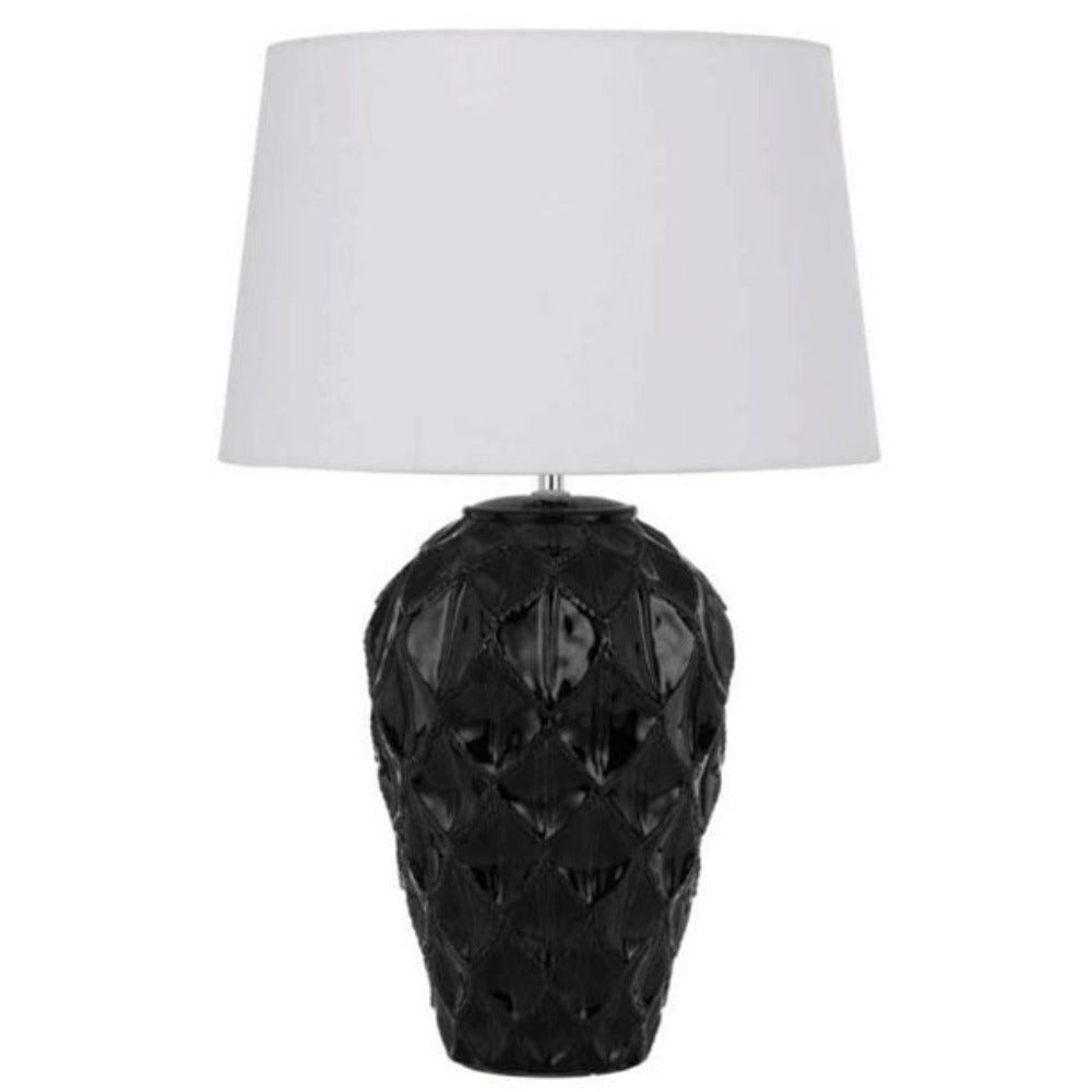 Buy Table Lamps Australia MADRID Table Lamp Black Ceramic / White Fabric - MADRID TL-BKWH