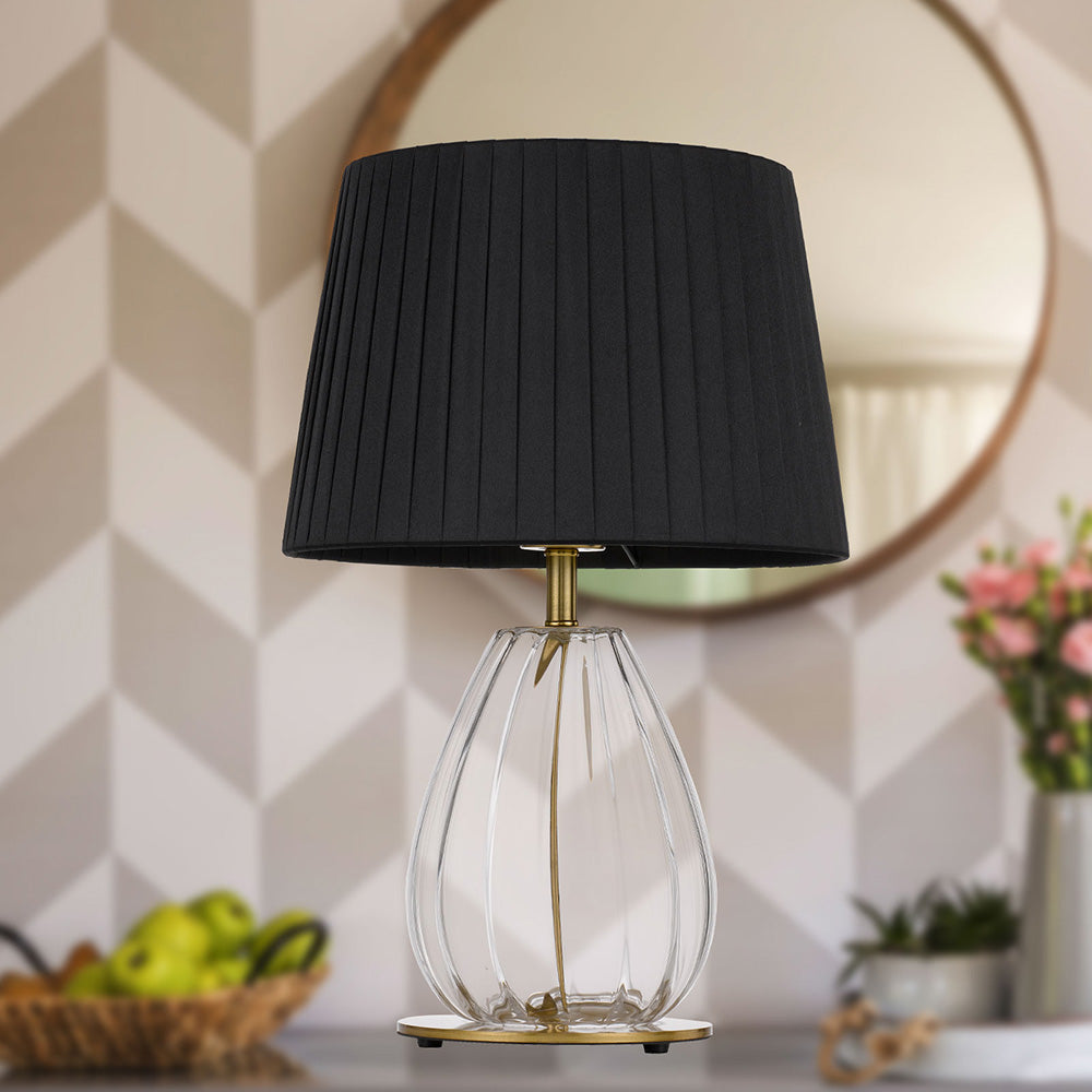 Buy Table Lamps Australia Veana 1 Light Table Lamp Clear, Black & Antique Gold - VEANA TL-AGCLBK