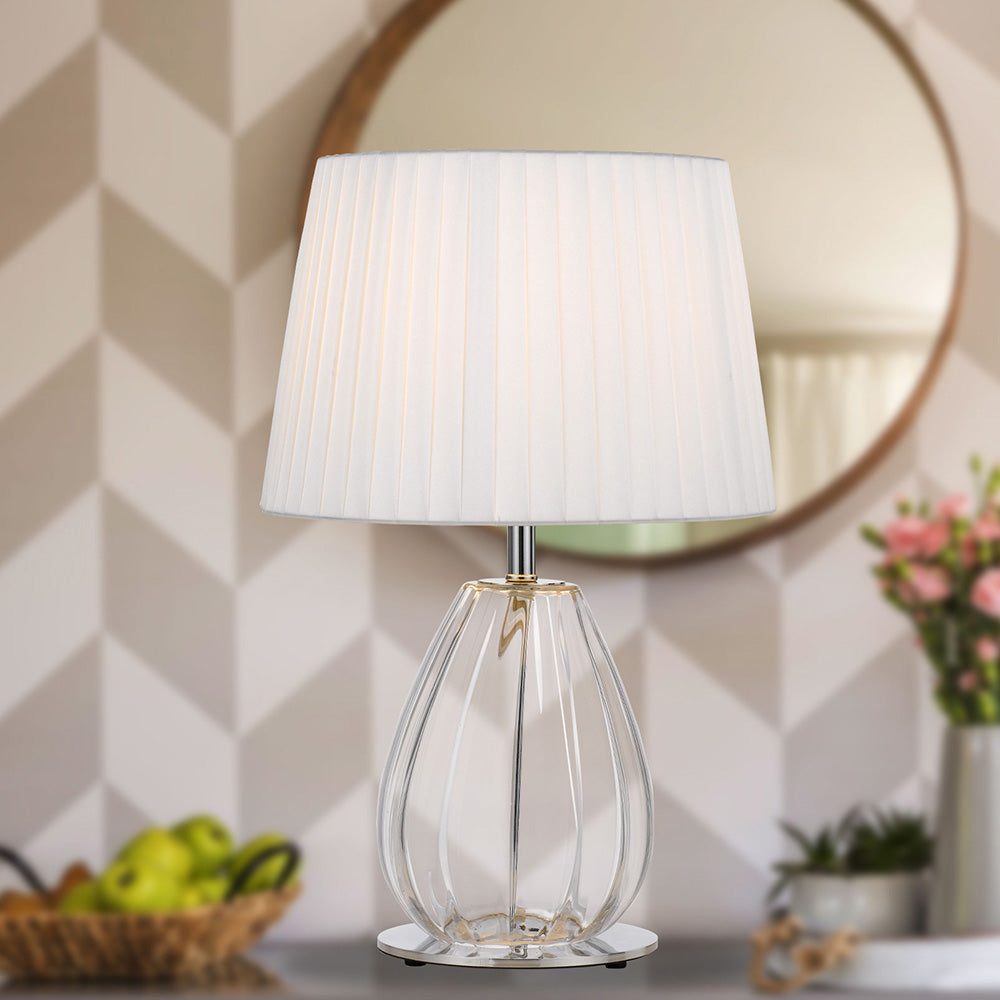 Buy Table Lamps Australia Veana 1 Light Table Lamp Clear, Chrome & Ivory - VEANA TL-CHCLIV