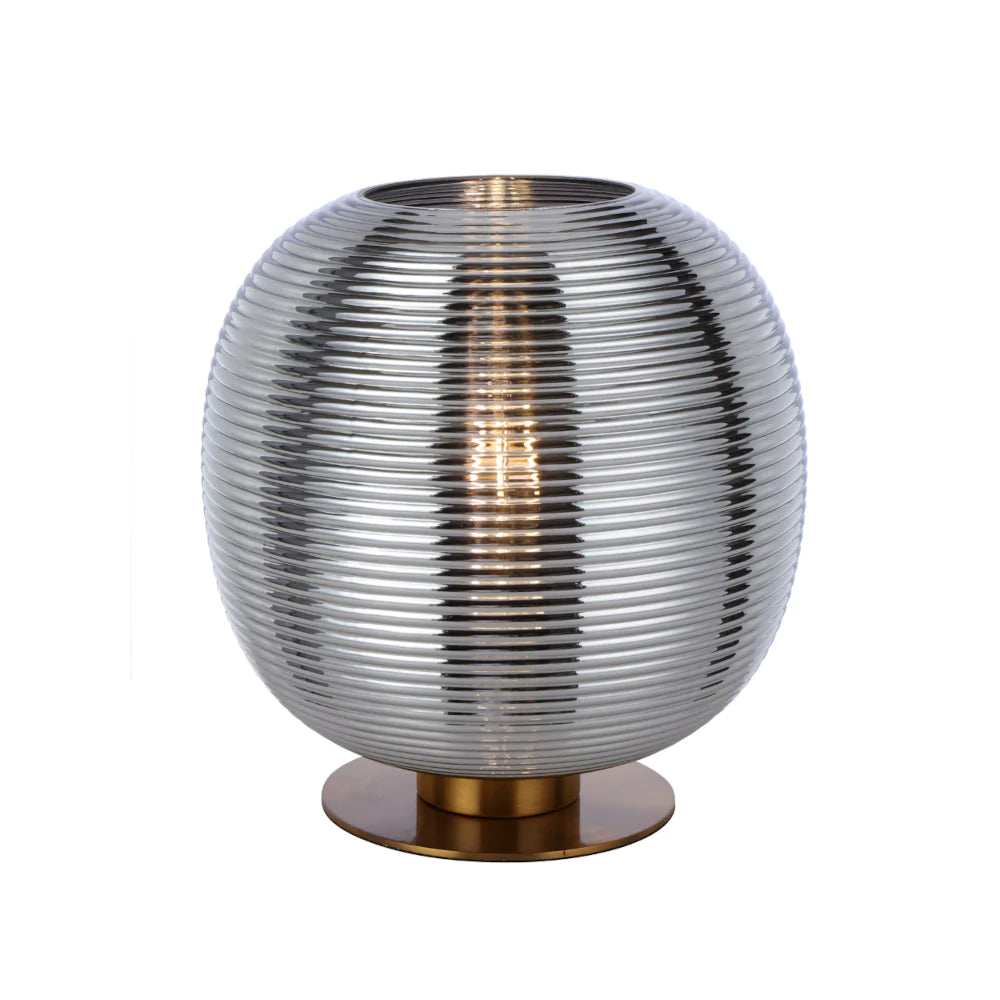 Buy Table Lamps Australia Viken Round Table Lamp Antique Gold Iron Chrome Glass - VIKEN TL-AGCH