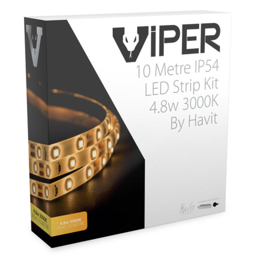 VIPER 4.8W IP54 L10m LED Strip Kit 3000K - VPR9733IP54-60-10M