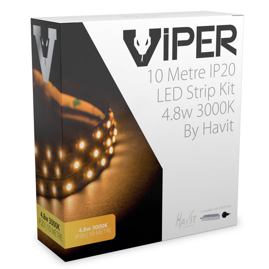 VPR9733IP20-60-10M Viper 4.8W/Metre 3000K 10m IP20 LED Strip Kit