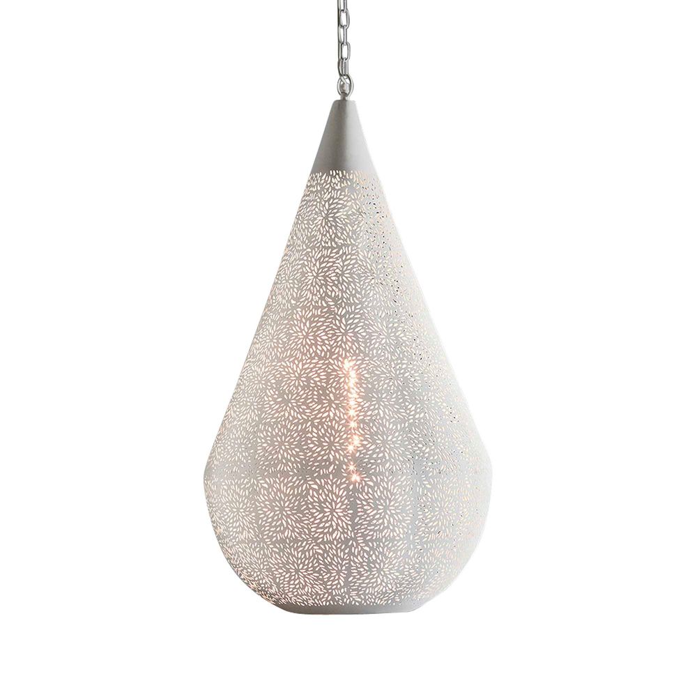 Aquarius Large 1 Light Perforated Teardrop Pendant White - ZAF11098WH