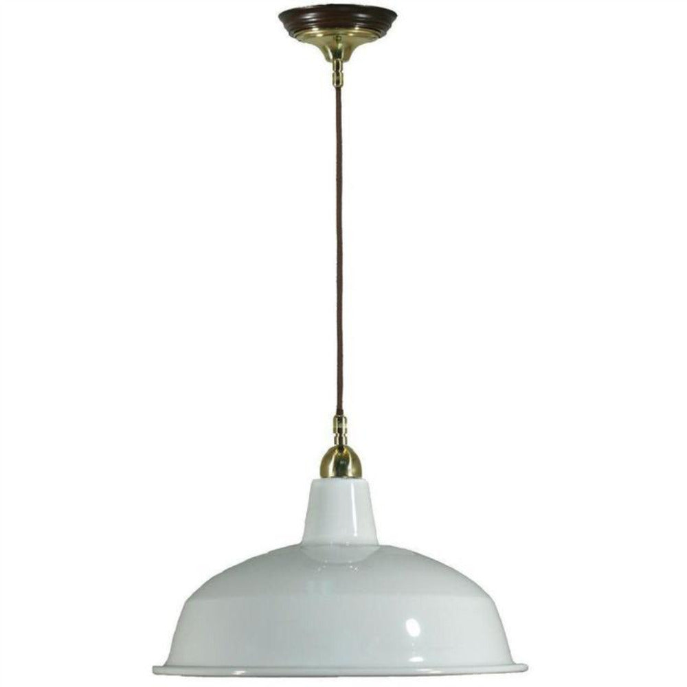 Single Cord Pendant Brass With 420mm Warehouse White Shade - 3000110