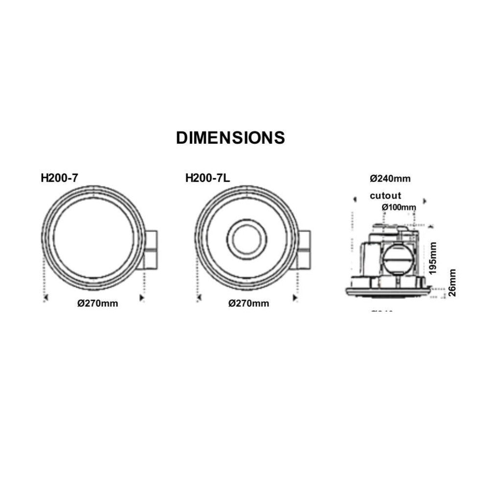 Buy Exhaust Fans Australia Round Exhaust Fan W270mm - H200-7