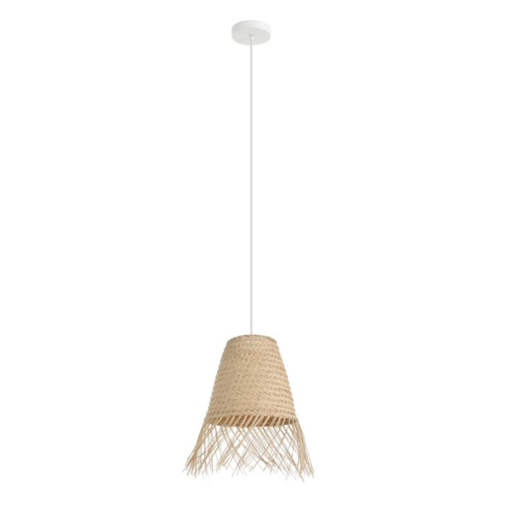 Aycliffe Pendant Light White Steel Natural Wood - 43871N