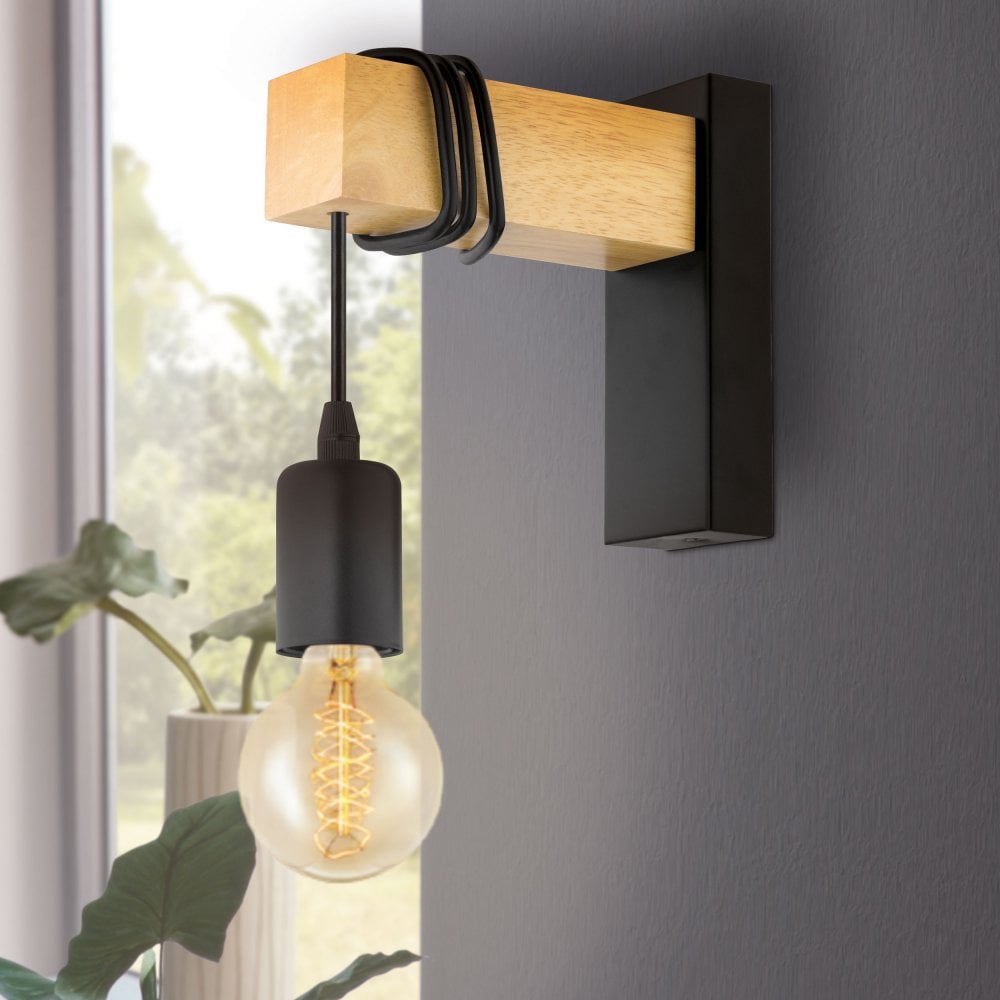 Townshend 1 Light Wall Light Black & Brown - 32917