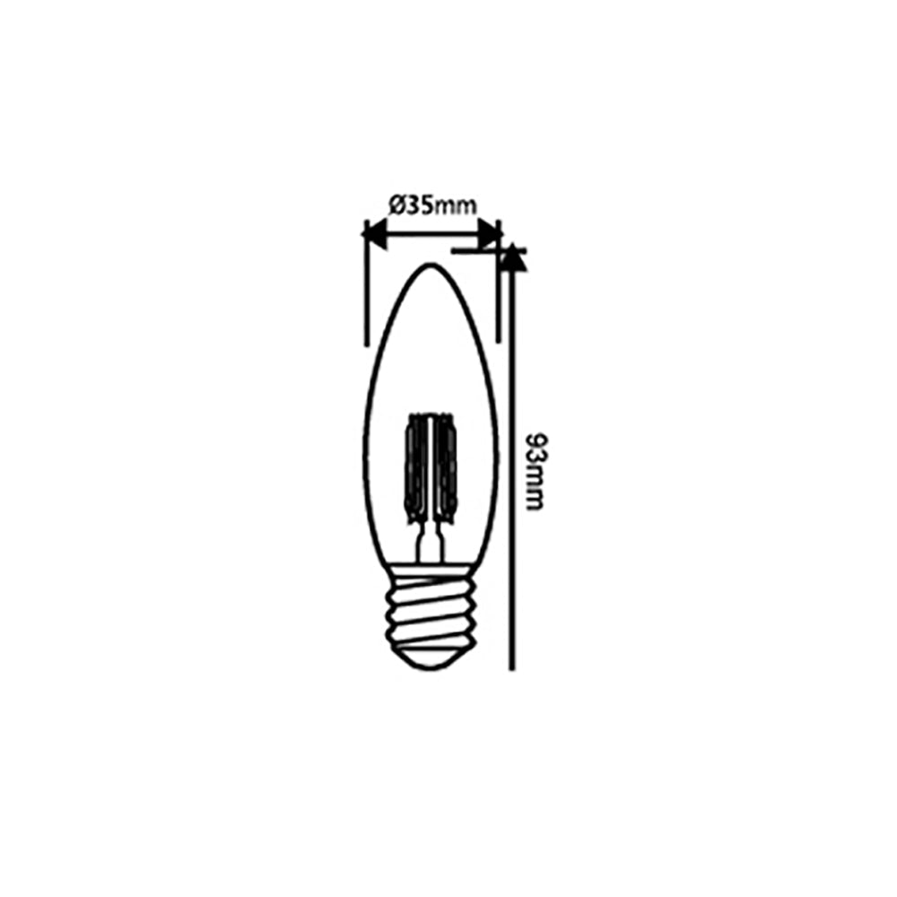 Buy LED Filament Globes Australia Candle LED Filament Globe ES 4W 240V Glass 2700K - CF40DIM