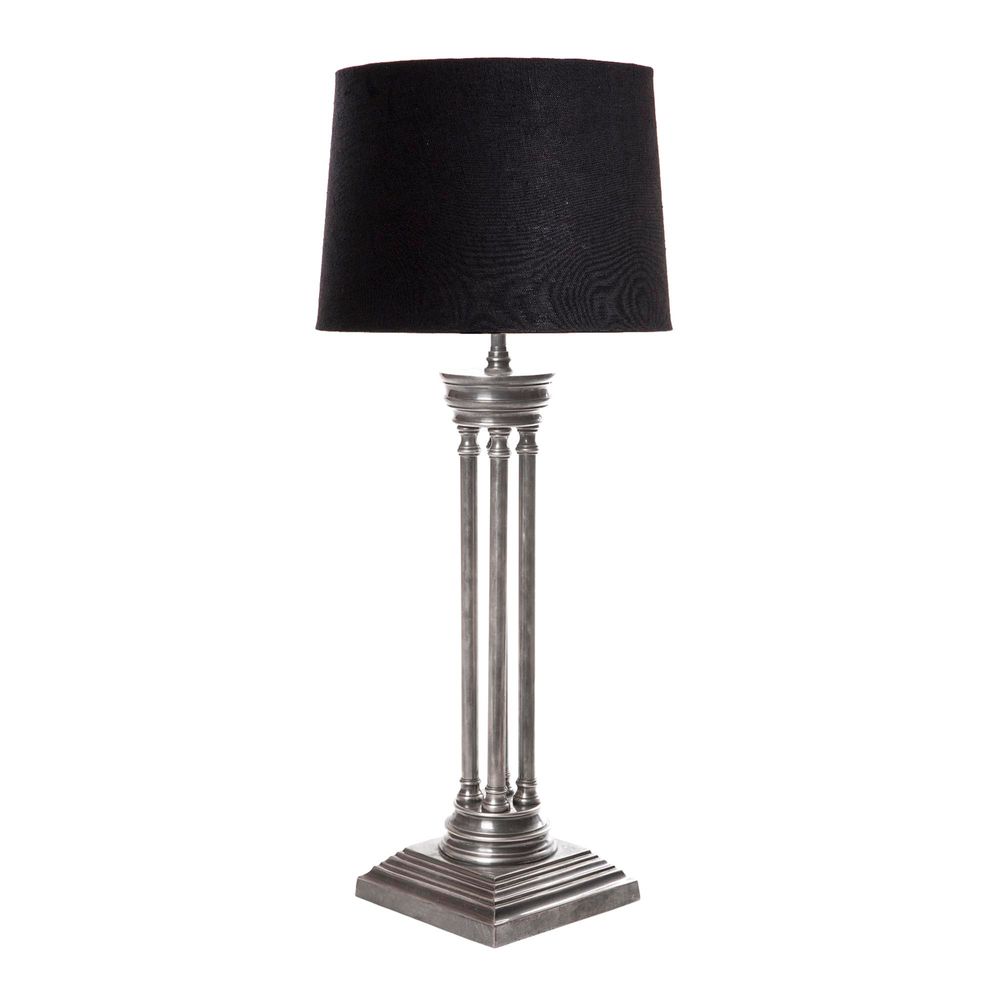Hudson Table 4 Pillar Table Lamp Base Only Antique Silver - ELPIM30070AS