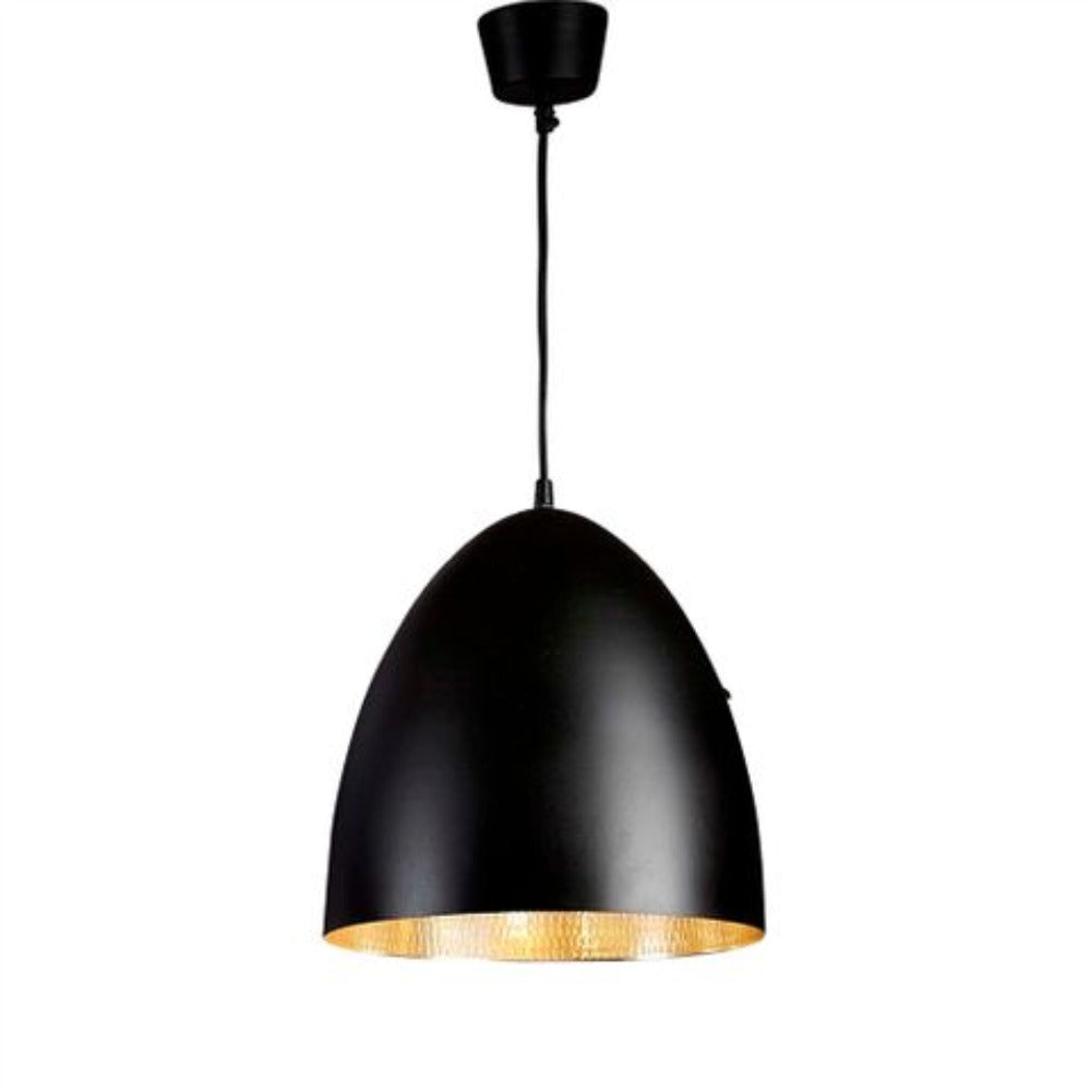 Buy Pendant Lights Australia Egg 1 Light Pendant Black Silver - ELAWEGGBLKSIL