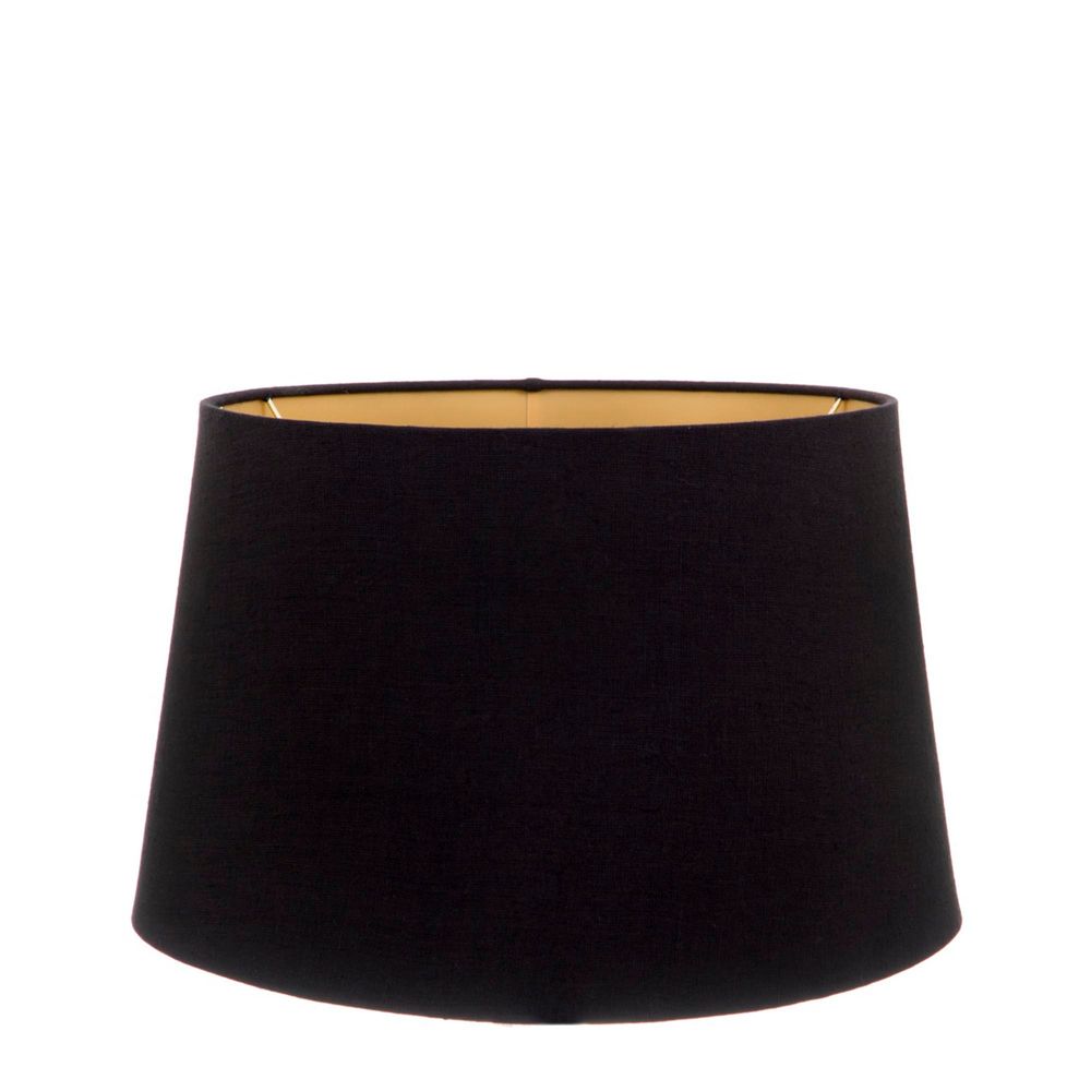 Large Drum Lamp Shade (16x14x10 H) - Black with Gold Lining - Linen Lamp Shade - ELSZ161410BLKGLDEU