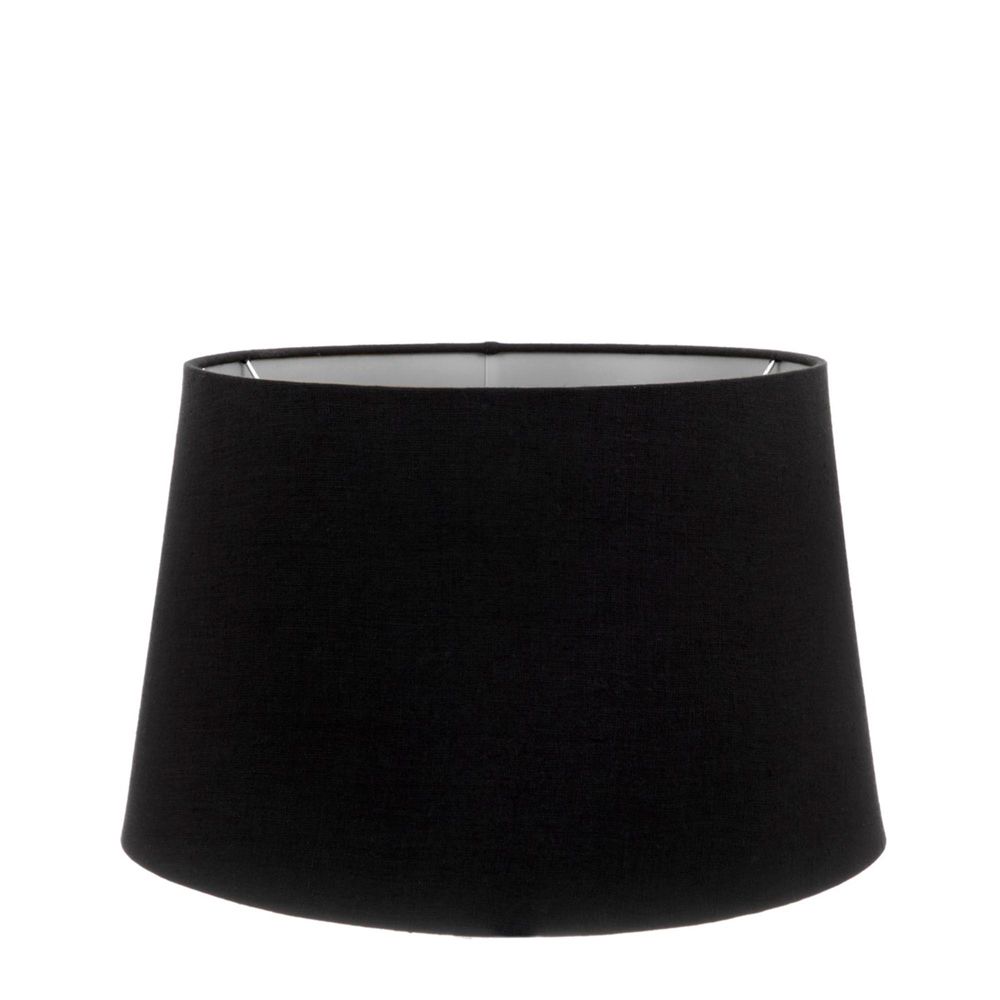 Buy Lamp Shades Australia Large Drum Lamp Shade (16x14x10 H) - Black with Silver Lining - Linen Lamp Shade - ELSZ161410BLKSILEU