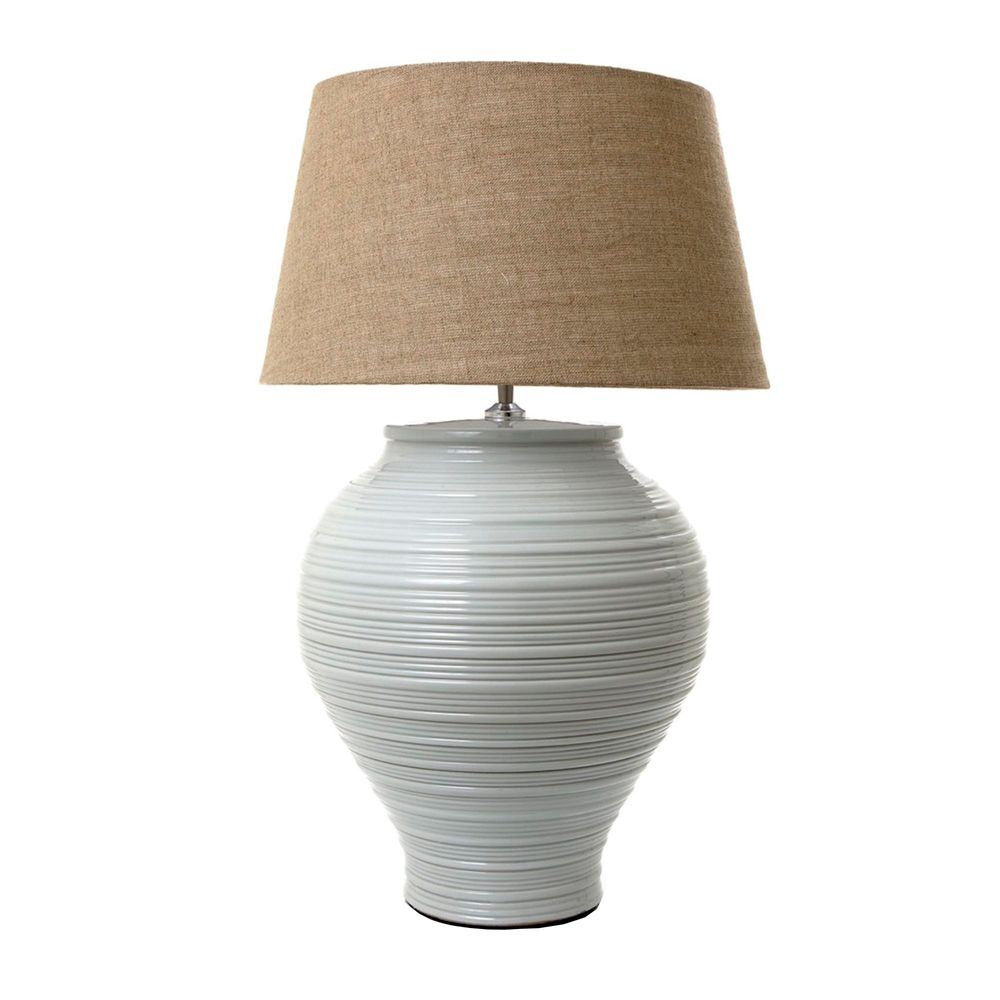 Montauk Glazed Ribbed Ceramic Table Lamp Base Only - White - ELJC11525