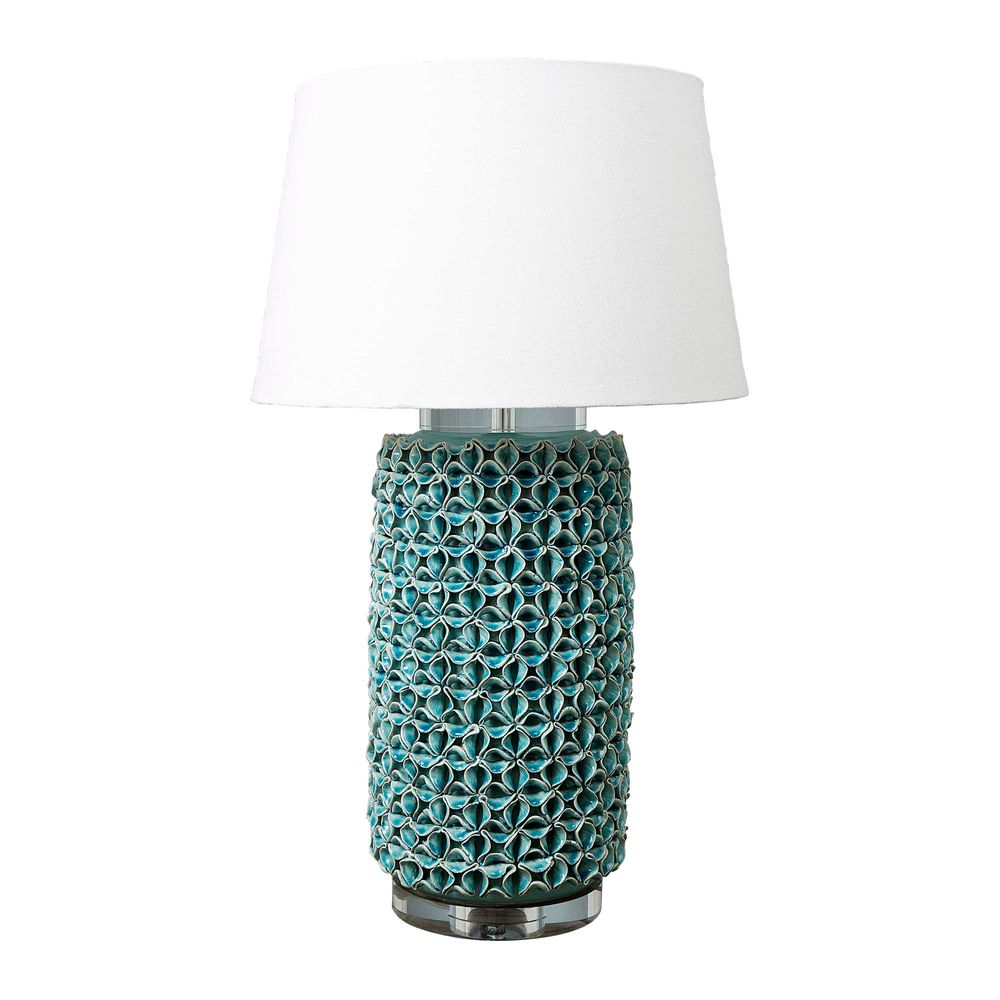 Wynberg Glazed Ceramic and Acrylic Cylinder Table Lamp Base Only - Turquoise - ELJC10150GRN