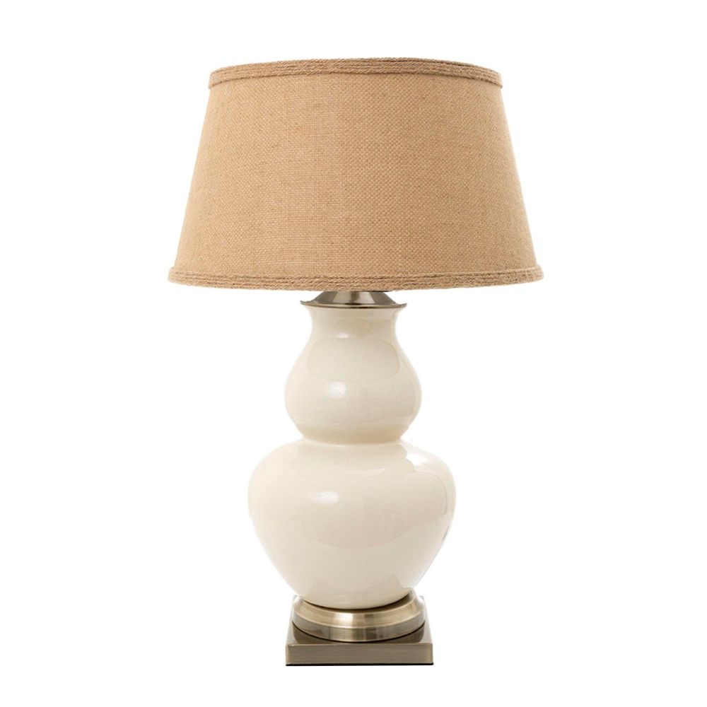 Matisse Glazed Ceramic and Metal Vase Table Lamp Base Only - Cream - ELJC9277