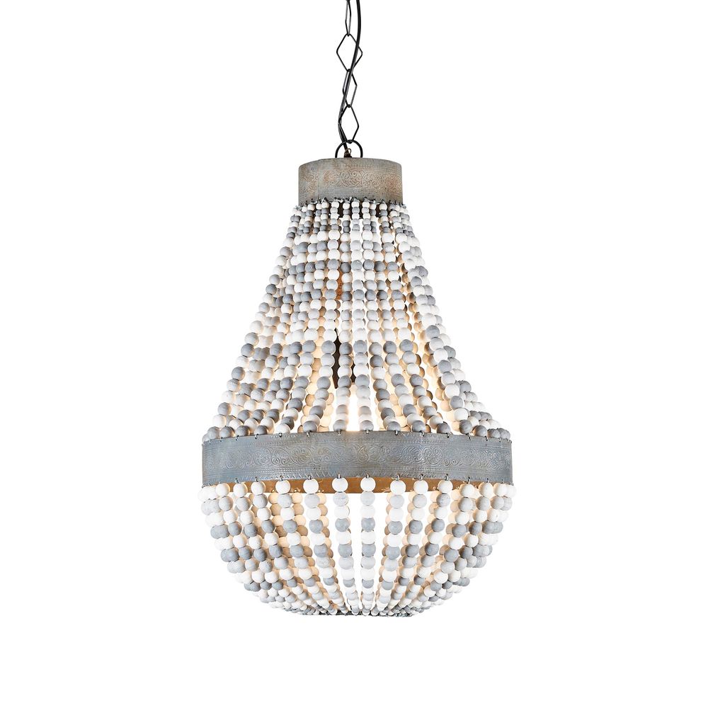 Buy Pendant Lights Australia Kasbah Oval White Beaded 1 Light Pendant - ELMA4232