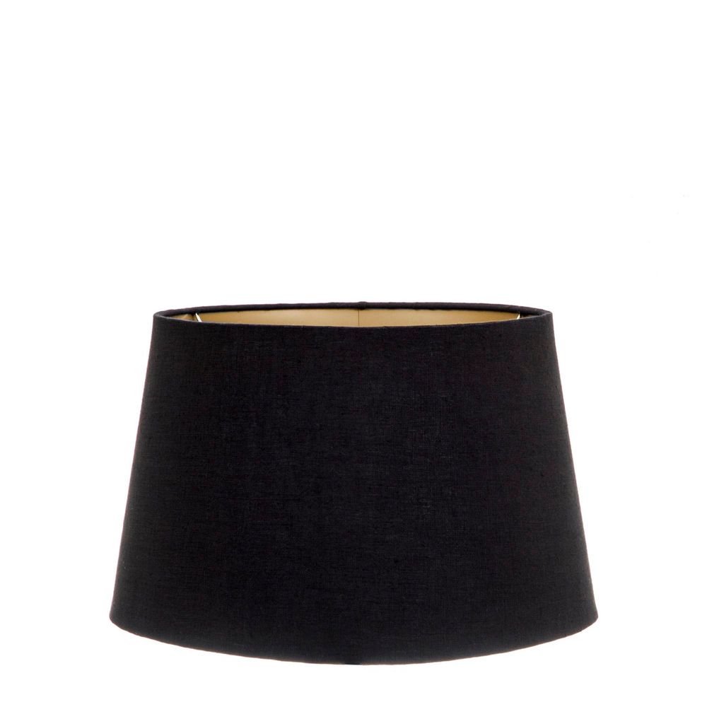 Medium Drum Lamp Shade (14x12x9.5 H) - Black with Gold Lining - Linen Lamp Shade - ELSZ141295BLKGLDEU