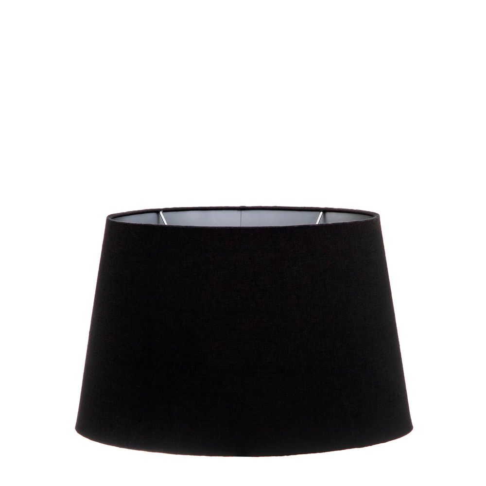 Buy Lamp Shades Australia Medium Oval Lamp Shade (14x9 x 11x6 x9 H) - Black with Silver Lining - Linen Lamp Shade - ELSZOVAL14BLKSILEU